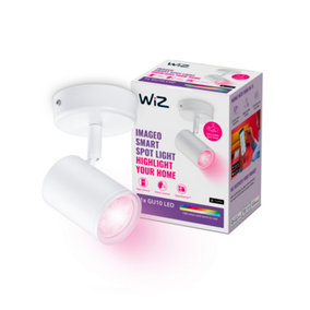 White WiZ Colour Imageo Smart Connected WiFi Ceiling Light Spot Fixture, Single White Spot with App Control