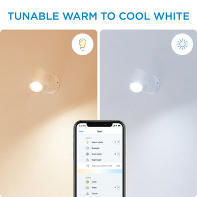 White WiZ Colour Imageo Smart Connected WiFi Ceiling Light Spot Fixture, Single White Spot with App Control