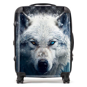 White Wolf Face Splashart Suitcase - Large
