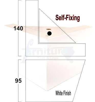 White Wood Corner Feet 95mm High Replacement Furniture Sofa Legs Self Fixing Chairs Cabinets Beds Etc PKC300