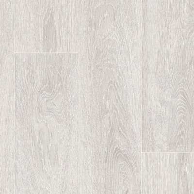 White Wood Effect AntiSlip Vinyl Flooring For LivingRoom DiningRoom
