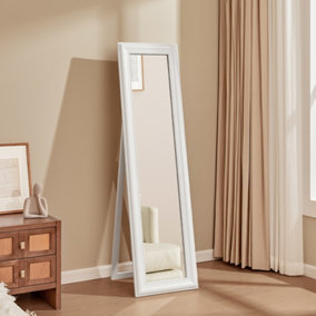 White Wood Framed Rectangular Freestanding Framed Full Length Mirror H 1500mm
