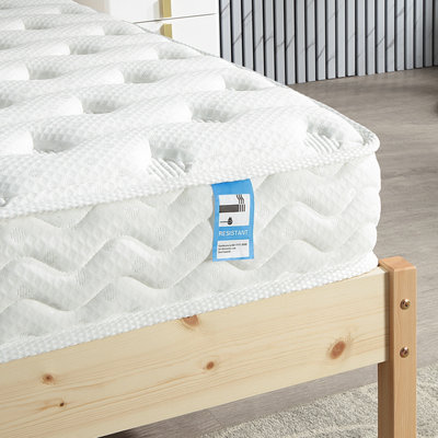 White Wooden Bed Frame Double 4ft6 With Pocket Sprung Mattress