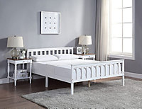 White Wooden Bed Frame King Size 5ft Slatted Bed