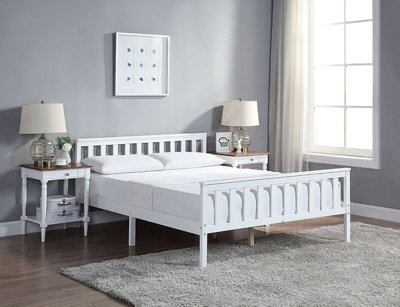 White Wooden Bed Frame Super King