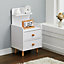 White Wooden Bedside Table Nightstand with 2 Drawer and Storage Shelf