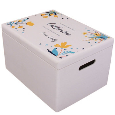 White Wooden Box With Lid 40x30x24 cm Eco Friendly Gift Box Organizer and Personalized Memory Box Storage Unit With Hinged Lid