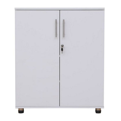 White wooden Filing with 2 shelves 2 Door Lockable Filing