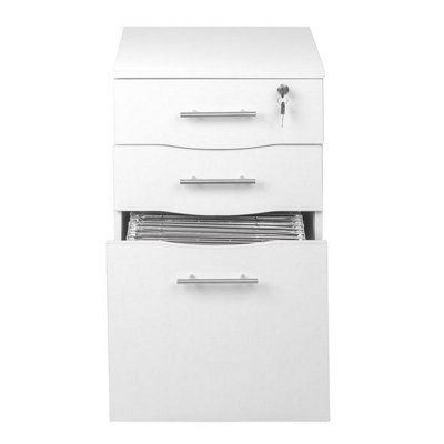 White wooden Filing with 3 drawers 1 Lockable drawer Filing