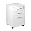 White wooden Filing cabinet with 3 drawers - 1 Lockable drawer Filing Cabinet - Short wood Office Storage Cupboard Organiser