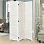 White Wooden Folding 3 Panel Wall Privacy Screen Protector Room Divider Indoor H 170cm x L 120cm
