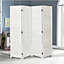 White Wooden Folding 4 Panel Wall Privacy Screen Protector Room Divider Indoor H 170cm x L 160cm
