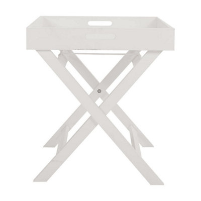 White Wooden Folding Dining Table Modern Side End Small Snack Table