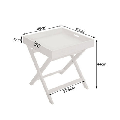 White Wooden Folding Dining Table Modern Side End Small Snack Table