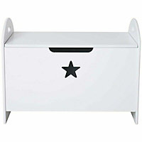 White Wooden Kid's Toy Box with Star