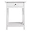 White Wooden One Drawer Bedside Table for Living Room 40cm W x 30cm D x 55.5cm H