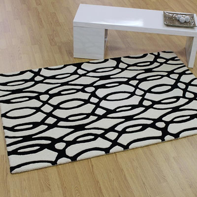 White Wool Handmade Luxurious Modern Easy to Clean Abstract Dining Room Bedroom And Living Room-120cm X 170cm