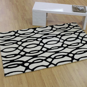 White Wool Handmade Luxurious Modern Easy to Clean Abstract Dining Room Bedroom And Living Room-160cm X 230cm