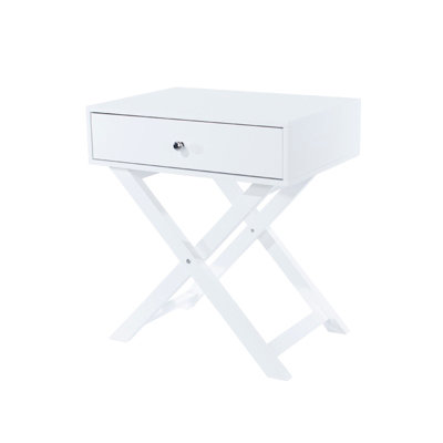 White X leg 1 drawer petite bedside cabinet
