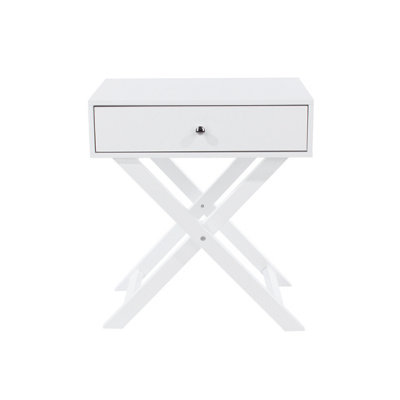 White X leg 1 drawer petite bedside cabinet