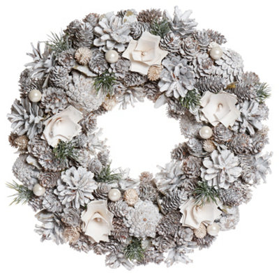 White Xmas Decoration Front Door Wreath Wreath Christmas Wreath 33cm