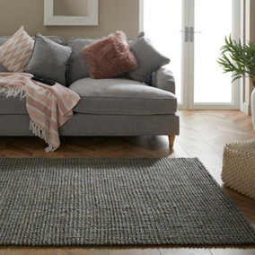 Whitefield 120x170cm Grey Handwoven Boucle Rug