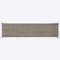 Whitefield 60x230cm Grey Handwoven Boucle Runner With Tassel
