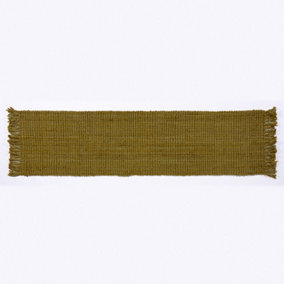 Whitefield 60x230cm Olive Handwoven Boucle Runner With Tassel