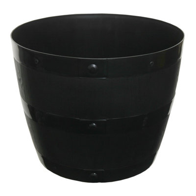 Whitefurze Circular 50cm  Barrel Planter - Black