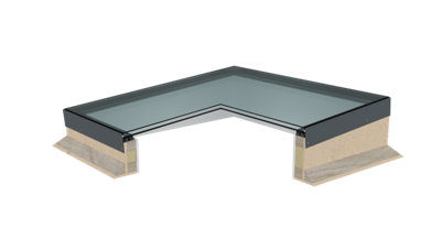 Whitesales, em.glaze Economy Flat Glass Rooflight & Timber Sloping Upstand R6M 600mm x 2400mm (3-5 day UK wide delivery)