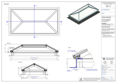 Whitesales, em.glaze Skyvu Lantern GREY With Neutral Glass, 1000mm x 2000mm (3-5 day UK wide delivery)(81.0005)