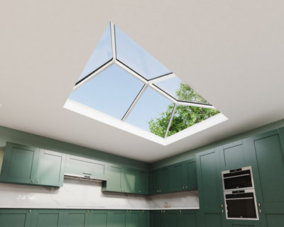 Whitesales, em.glaze Skyvu Lantern WHITE With Blue Tint Glass, 2000mm x 3000mm (3-5 day UK wide delivery)(81.0044)
