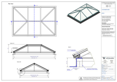 Whitesales, em.glaze Skyvu Lantern WHITE With Neutral Glass, 2000mm x 3000mm (3-5 day UK wide delivery)(81.0020)