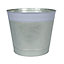 Whitewash Zinc Bucket with Lilac Band. H20.5 cm