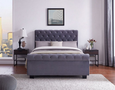 Whitford Double 4ft 6 Side Opening Ottoman Plush Grey Bed Frame