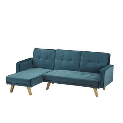 Whiton Corner Sofa Bed Teal Velvet