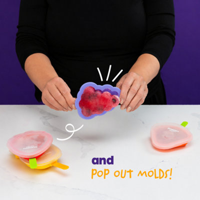 Wicked Gizmos 4 Fruit-Shaped Ice Lolly Moulds - BPA Free Reusable