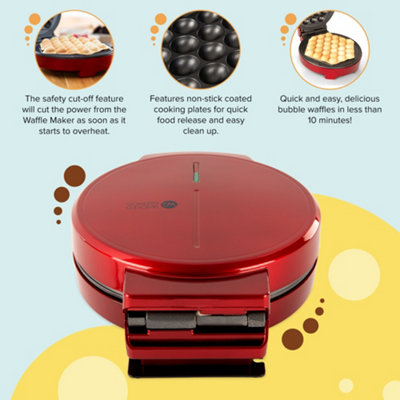 WICKED GIZMOS Mini Waffle Maker - Waffle Iron 1000W with Non Stick Plates, Single  Belgian & American Waffle Machine - Red