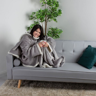 WICKED GIZMOS Oversized Wearable Blanket Hoodie Comfy Snuggle Hoodie Fluffy Fleece Adult Hooded Blanket for Men