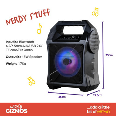WICKED GIZMOS Portable Karaoke Machine with Amplifying Speaker - LED Lighting, Microphone, Bluetooth & AUX Inputs