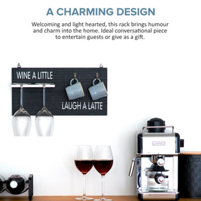 WICKED GIZMOS Wall Mounted Coffee Mug and Wine Glass Holder Black DIY at B Q