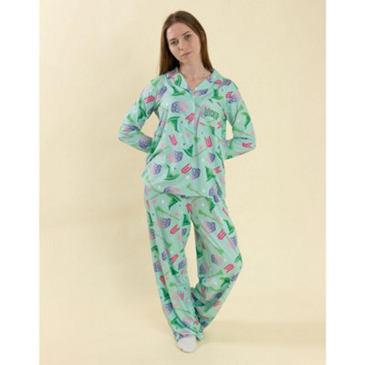 Wicked Womens Green Character Long Sleeve Long Leg Pyjama Set (Large)
