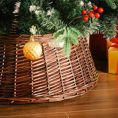 Wicker Christmas Tree Collar Skirt Rattan Xmas Tree Basket Ring Base 52cm - 3