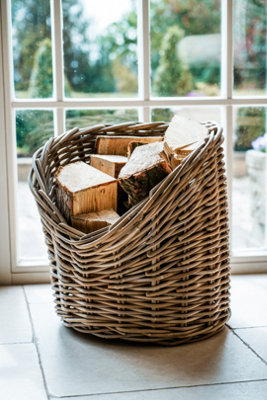 Wicker Log Basket Round H42cm D42Cm