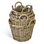 Wicker Log Storage Baskets Indoor Natural Rattan Set of 5 Stackable