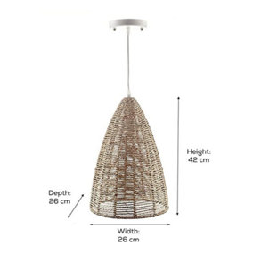 Wicker Rattan Basket Pendant Light - Large