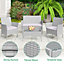 Wicker Rattan Furniture Set 4-piece with 2 Armchairs,1 Double seat Sofa and 1 table(Grey)