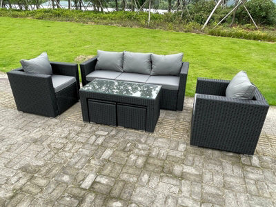 Black rattan cheap garden coffee table