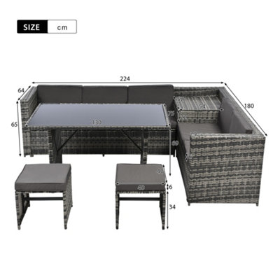 Wicker Rattan Outdoor Garden Corner Sofa Set with Corner Storage Box ...