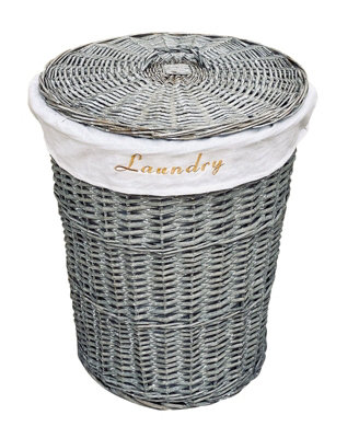 Wicker Round Laundry Basket With Lining Grey Laundry Basket Large